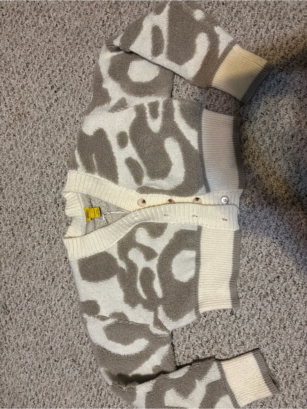 Cream and Taupe Animal Print Button Cardigan